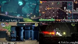 Screenshots of the games Ghost Knight, Pipsqueak, Sacre Bleu, and Voidwrought