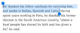 Snippet of an NPR article that states the new pope can speak four languages