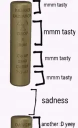 Inanimate cobalt rod saying it's tasty, gets eaten, then another one comes yay