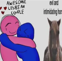 Awsome lesbian couple - Evil and intimidating horse