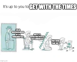 "It’s Up To You To Break Generational Trauma" meme with traditional computer science values/practices being swapped out at the end with "vibe code that sh*t".