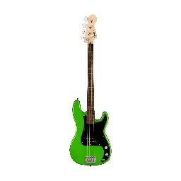 It's a bass guitar with a green and black body