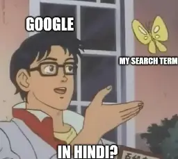Is this butterfly meme template but it is google asking "in hindi?"