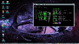 A terminal window with the Windows 95 logo.