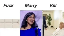 Fuck, Marry, Kill: A couch, Usha Vance, Pope Francas