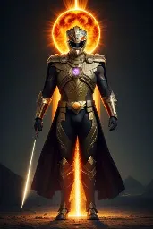 A depiction of Ra suited for a Power Rangers game. Original prompt lost.