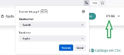 A cropped screenshot of firefox wanting to translate a brazilian portuguese page, only it thinks it's spanish