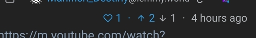 Cropped screenshot of a pawb.social comment, showing "♡1· ↑2↓1"