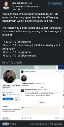 I have no idea who Shivansh Chauhan is, but I do know that he's very upset that his friend Tanishq Maheshwari wasn't select for GSoC this year.

I will spare you all the violent and vulgar translation, but instead will share my scoring of his message. I give him:

    4 out of 10 for creativity

    3 out of 10 for accuracy (I will die someday and I am ginger).

    0 out of 10 for grammar

    0 out of 10 for effectiveness

for a 1.75 overall.

(Image of DM from Shivansh Chauhan with death and assault threats in Hindi while calling OP a ginger)."