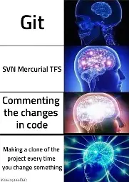 A Galaxy Brain meme showing the best version control systems