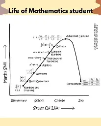 Graph. Ordinate has "State of Life". Abscissa had "Maths Skill". 

Inversely parabolic with math increasing up to calculus, then going down to a spreadsheet level of math. 
