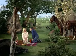 Pike and Vina in an illusion of 23rd century Mojave.