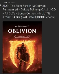 oblivion remastered repack on some repacks website