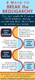 Infographic called "4 Ways to Break the Broligarchy"