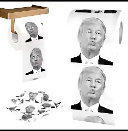 Toilet paper, printed with DJT face.