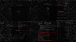 Four screenshots of my setup tiled in a 2 by 2 grid. Each shows a different
virtual desktop.